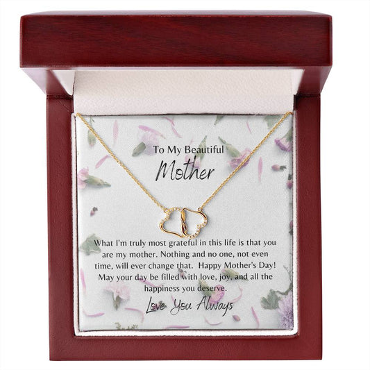 To My Beautiful Mom! A Solid Gold with Diamonds Necklace